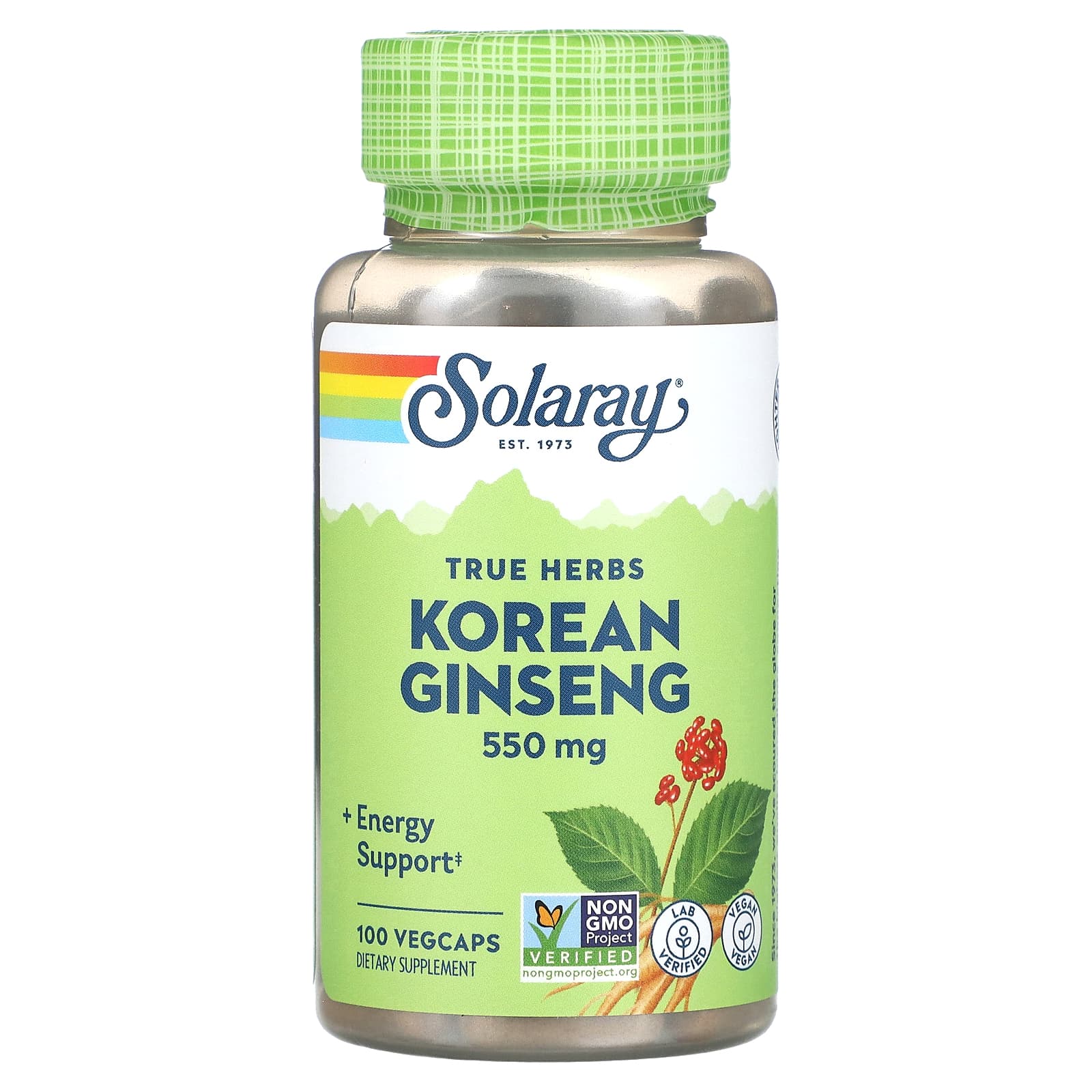 Solaray, Korean Ginseng, 550 mg, 100 VegCaps UPC 076280131253 | HiLife Vitamins